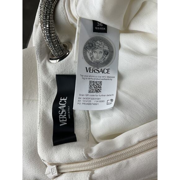 Versace White Viscose Wool Cocktail Dress Size 36 - Picture 4 of 9